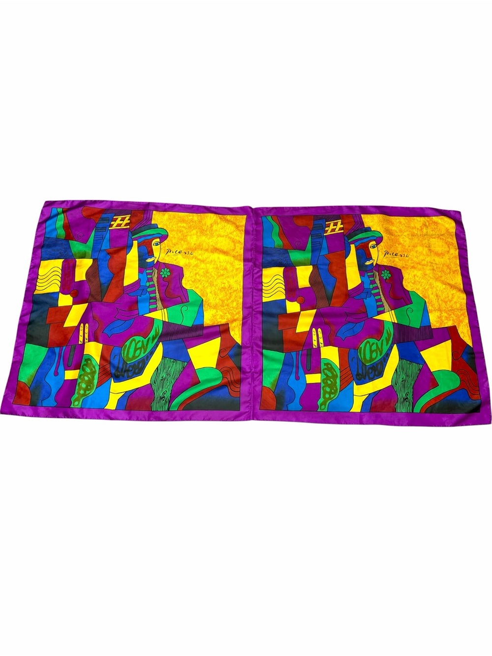 Vintage Picasso Cubist Art Scarf Panel Colorful Double Scarf - Picture 13 of 13